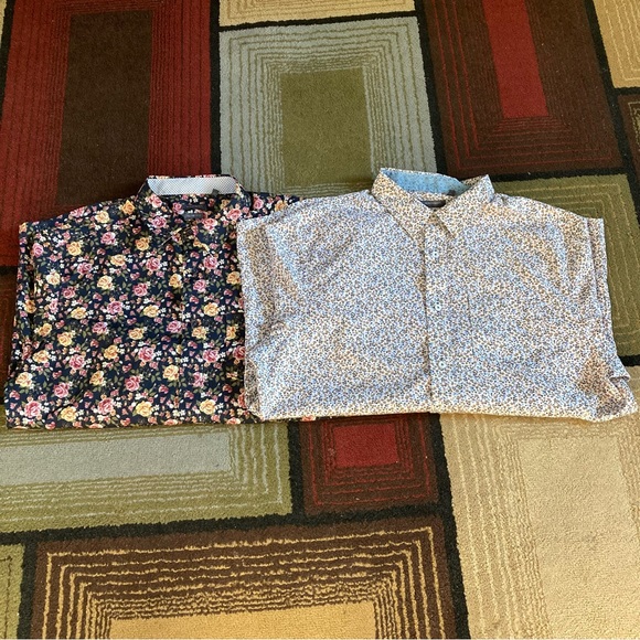 Madison Other - 2 Madison Floral Slim Fit Button Up Shirt Long Sleeve Mens Size XL 17-17.5 34/35